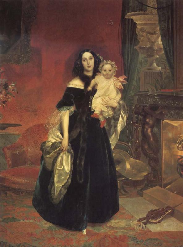 Karl Briullov Portrait of Maria Beck with her daughter oil painting image